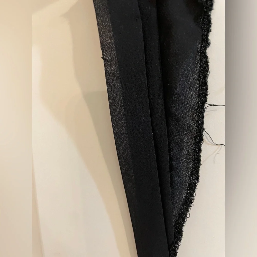 David’s Bridal V-Neck Black Halter Maxi dress with pleated and ruffle detail. - Picture 10 of 12